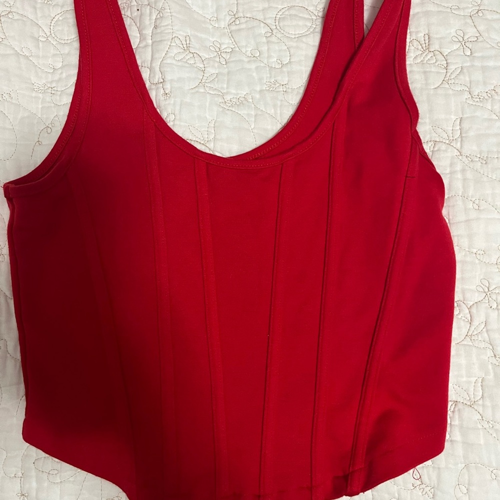 Red women’s crop top corset top